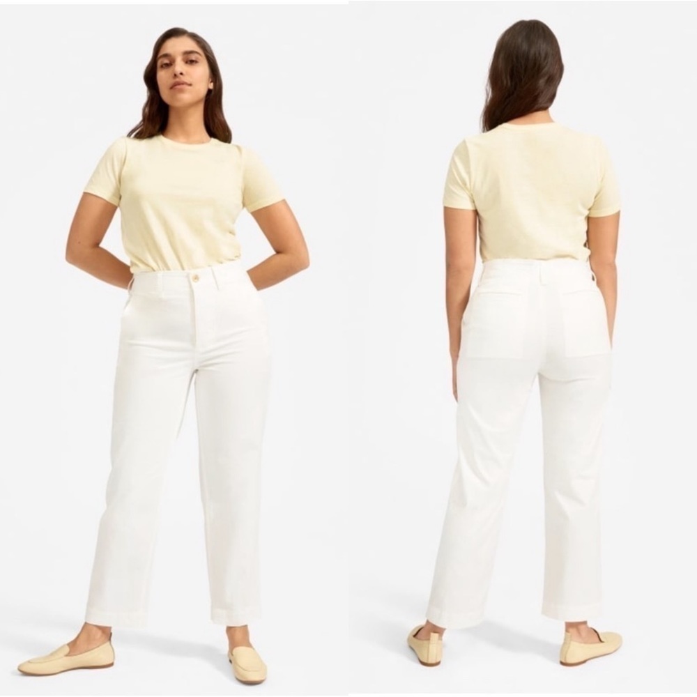 Everlane Womens The Lightweight Relaxed Cotton Chino Pants Bone White Size 2